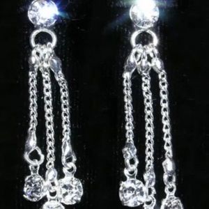 Drop Dangle Earrings silver crystal rhinestone